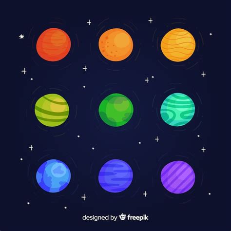 Colección De Pegatinas De Planetas Dibujados A Mano Vector Gratis