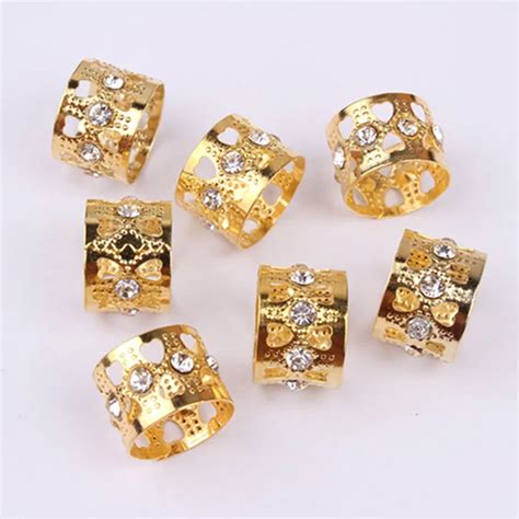 10pcs Beauty Dreadlock Beads Silver Golden Adjustable Hair Braid Cuff