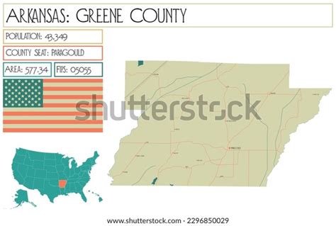 Large Detailed Map Greene County Arkansas Stock Vector (Royalty Free ...