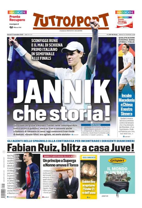 Revue De Presse Italienne Du 17 Novembre 2023 TuttoSport Corriere