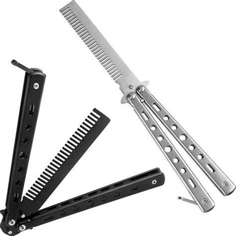 Balisong Métal Outil Peigne Peigne Pliant Peigne Rotatif Papillon