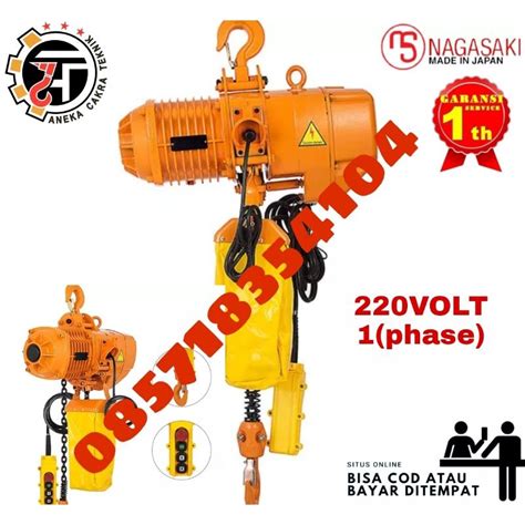 Jual Electric Chain Hoist 2 Ton X 6 Meter 220Volt NAGASAKI JAPAN