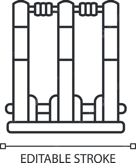 Linear Icon Of Cricket Stumps With Editable Stroke Vector Championship