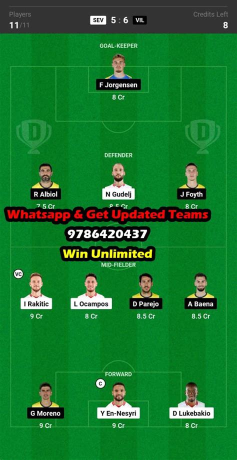 Sev Vs Vil Dream Team Fantasy Prediction Laliga Ea Sports