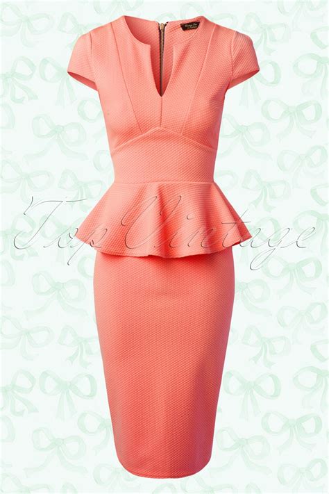 S Carese Peplum Dress In Coral