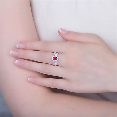 Eternity Ruby And Diamond Oval Halo 18ct White Gold Engagement Ring