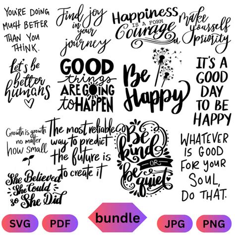 Positive Quotes Svg Bundle Happy Svg Motivational Quotes S Inspire Uplift