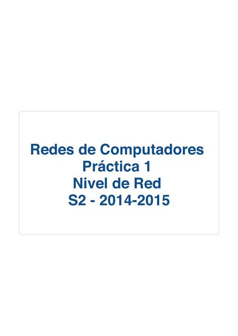 Pdf Redes De Computadores Pr Ctica Nivel De Red S