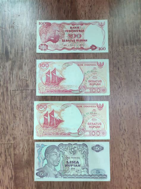 Indonesia Banknote 100 Rupiah X3 5 Rupiah X 1 Hobbies Toys