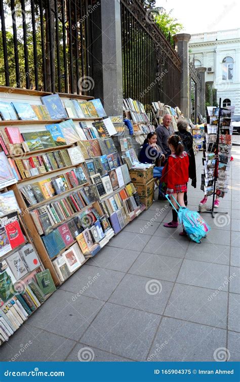 Outdoor Street Side Book Stall with Customers Tbilisi Georgia Editorial ...