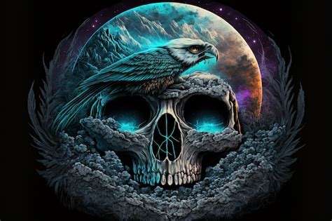 Premium Photo Stylized Skull Digital Painting