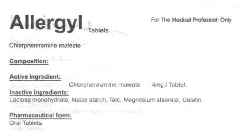 Allergyl Tablets – Chlorpheniramine maleateYour Guide to MENA ...