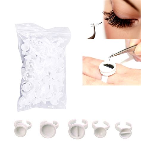 100pcs Disposal Tattoo Pigment Holder Ring With Grid Eyelashes