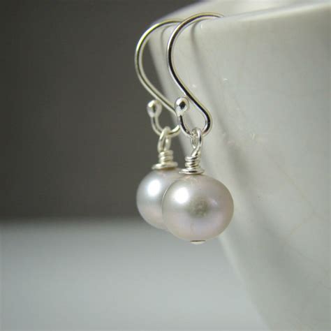 Silver Pearl Earrings - Etsy