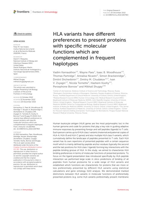 PDF HLA Variants Have Different Preferences To Present Proteins With