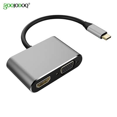 Goojodoq Usb Type C Hub C To Hdmi K Vga Combo Adapter Converter