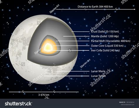 Moon Structure Diagram Vector Illustration Moon เวกเตอรสตอก ปลอดคา