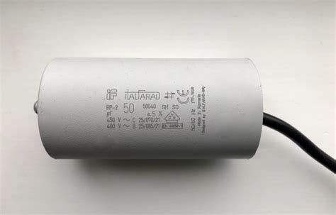 Italfarad Motor Run Capacitor 50uf Black Twin Lead