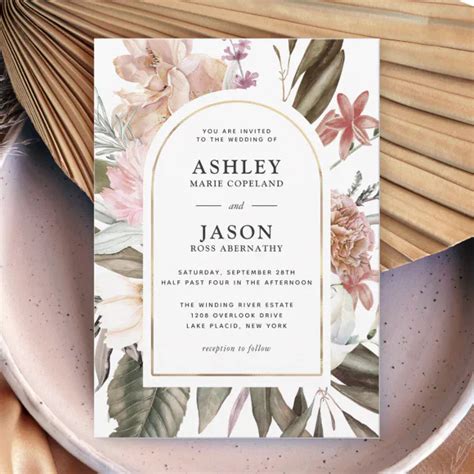 Rustic Boho Watercolor Wildflowers Wedding Invitation Zazzle