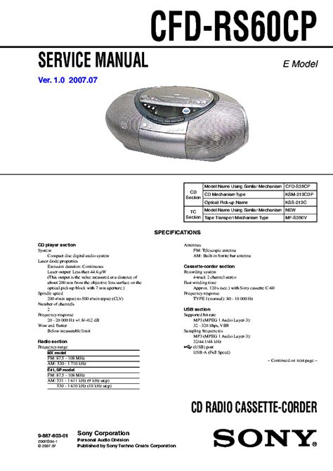 Sony Cfd Rs60cp Ver10 Service Manual Download Schematics Eeprom Repair Info For Electronics