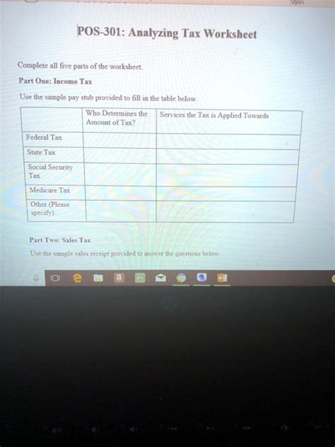 Solved Pos Analyzing Tax Worksheet Complete All Five Parts Of The