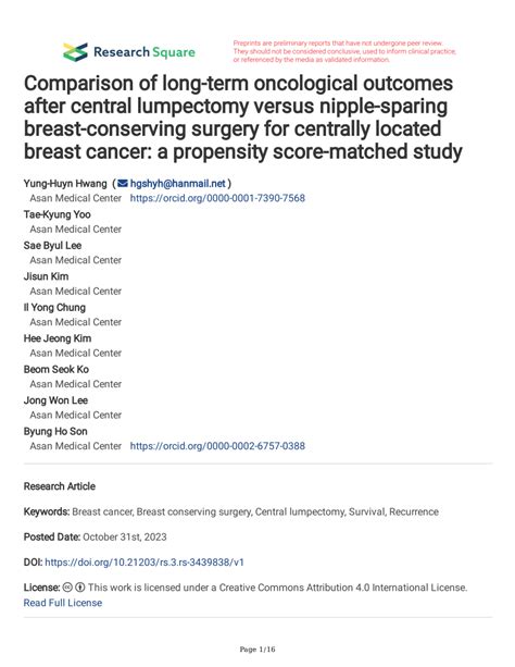 PDF Comparison Of Long Term Oncological Outcomes After Central