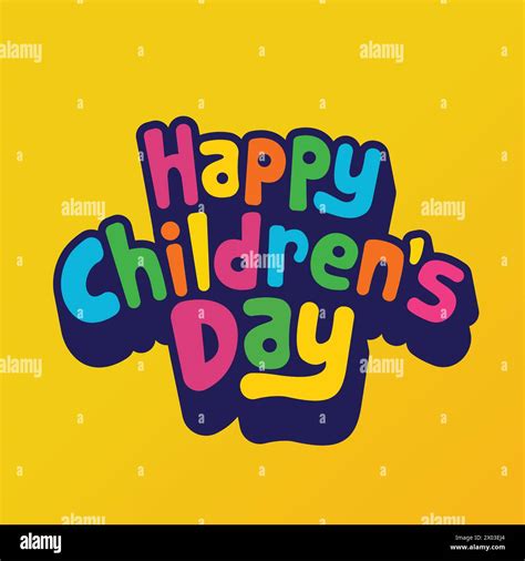 Happy Childrens Day Colorful Typography Vector Illustration Cartoon