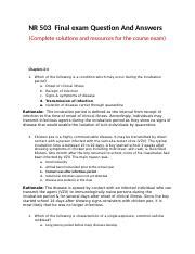 NR 503 Week 8 Final Exam Student Consult Questions With Rationale