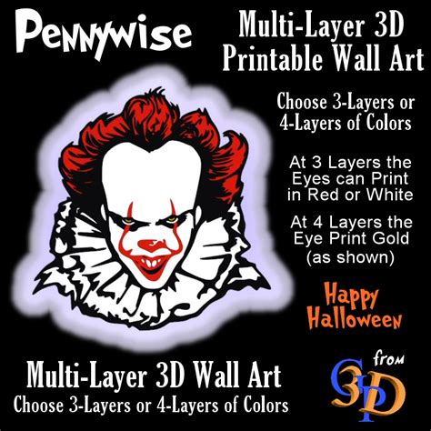 Stl File Pennywise Stephen King It Clown Halloween Wall Art・3d Print Model To Download・cults