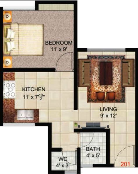 488 Sq Ft 1 Bhk Floor Plan Image Meghaswana Group Bhakti Serene