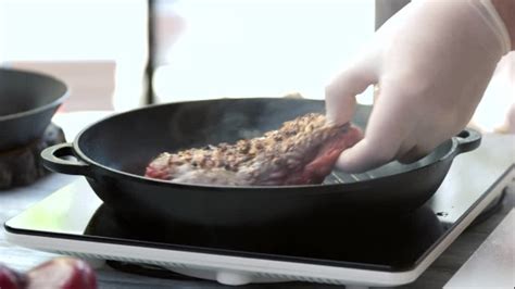 Steak on Grill Pan., Stock Footage | VideoHive