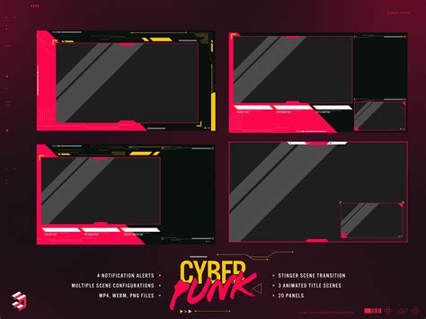 Black, Red, White Animated Twitch Overlay Complete Stream Package Made ...