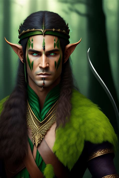 Lexica Male Elf With Scarred Face Archer Druid In A Forest