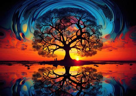 Premium AI Image A Vibrant And Energetic Image Of A Tree Silhouette