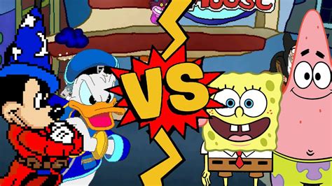 M U G E N Battles Wizard Mickey Mouse Donald Duck Vs SpongeBob