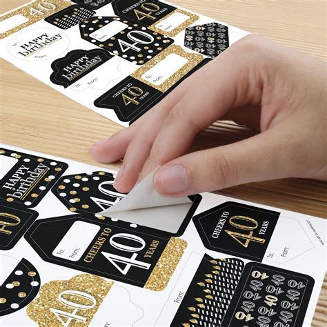 Adult 40th Birthday Gold Assorted Birthday Party T Tag Labels To And From Stickers 12