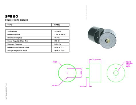 Spb Datasheet Pdf Piezo Ceramic Buzzer