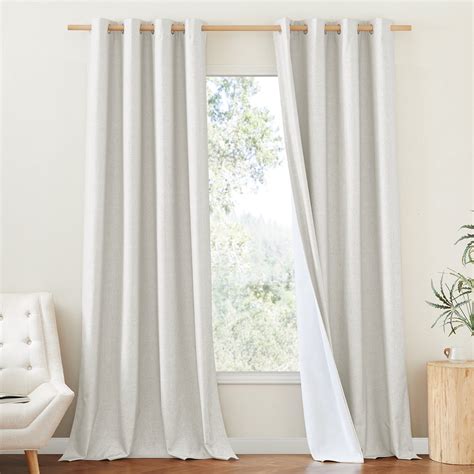 Nicetown Natural 100 Linen Textured Blackout Curtains 95 Inches Length