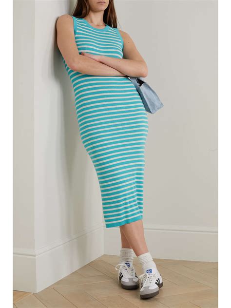 Lisa Yang Nicolette Striped Ribbed Cashmere Midi Dress Net A Porter