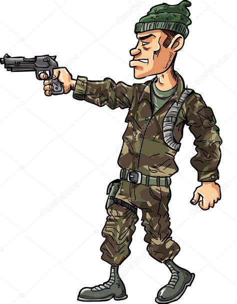 Dibujos Un Soldado Con Una Pistola Soldado De Dibujos Animados Con Una Ilustración De Arma De