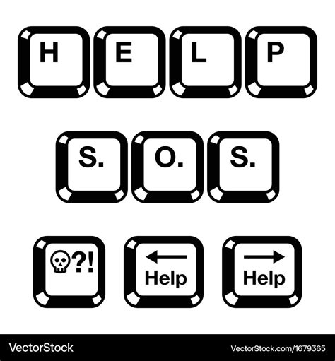 Keyboard keys buttons icons - help sos Royalty Free Vector