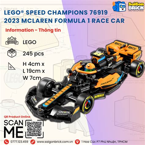 LEGO Speed Champions 76919 2023 McLaren Formula 1 Race Car 245 Pcs