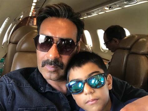 Pic Ajay Devgn Shares A Selfie With Son Yug In The Airplane