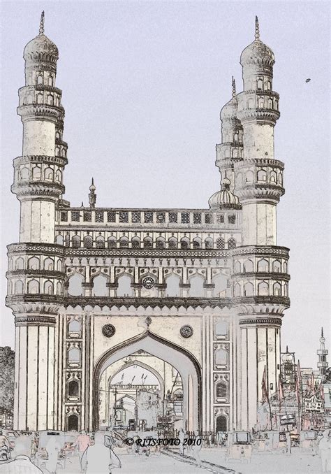 Charminar: A Historical Monument Captured in Pencil Sketch