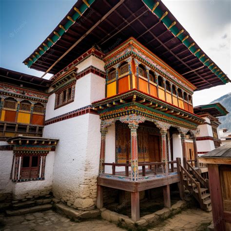 Premium Photo Bhutanese Architecture Unique And Colorful Buildings