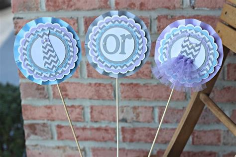 Gender Reveal Party Centerpiece Ties Or Tutus Blue Lavender Grey