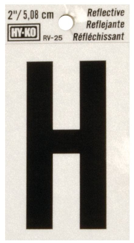 HY KO RV 25 H Reflective Letter Character H 2 In H Character Black