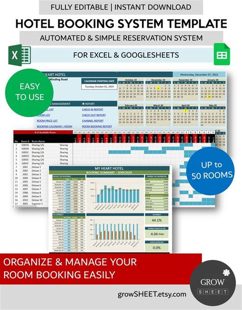 Hotel Booking System Template Hotel Reservation Spreadsheet for Excel ...