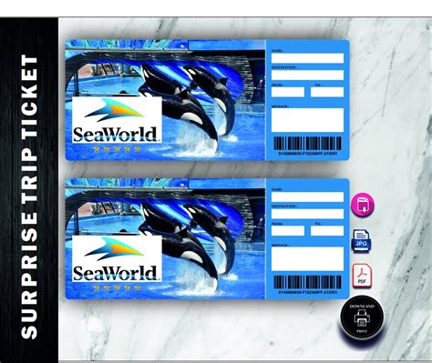 Editable Seaworld Surprise Ticket Template Printable Sea World Florida