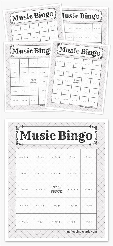 Music Bingo Printable Cards